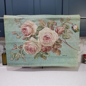 "VINTAGE ROSE" Woven Wall Tapestry by Wild Apple Made In USA NWT 36" x 26"